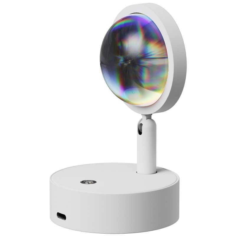 Rechargeable sunset wall lamp projecting warm ambient light