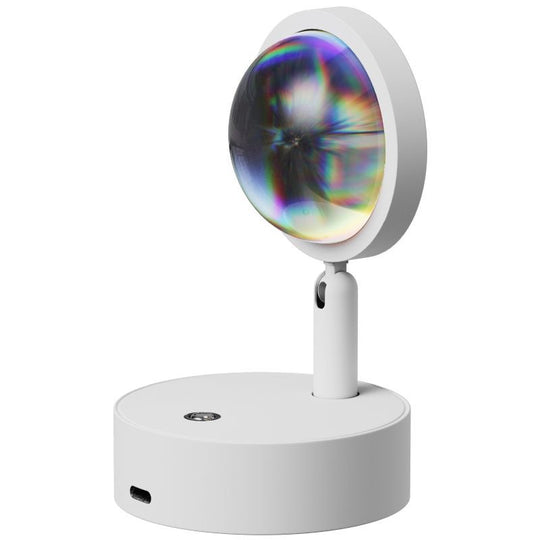 Rechargeable sunset wall lamp projecting warm ambient light