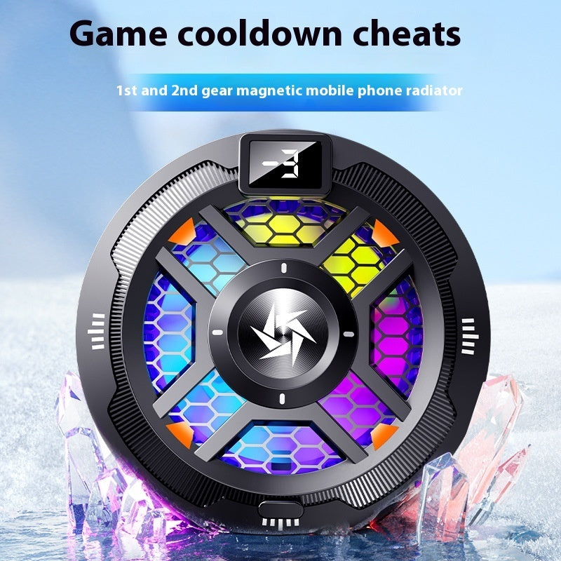 Magnetic Phone Cooler for gaming performance, featuring a colorful design and cooling radiators for mobile phones.