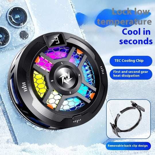 Magnetic Phone Cooler designed for gaming with TEC Cooling Chip and colorful LED lights.