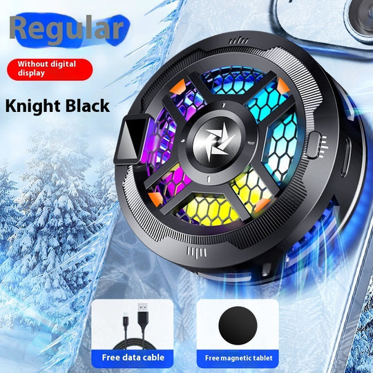 Magnetic Phone Cooler for gaming with colorful lights and Knight Black design for overheating protection